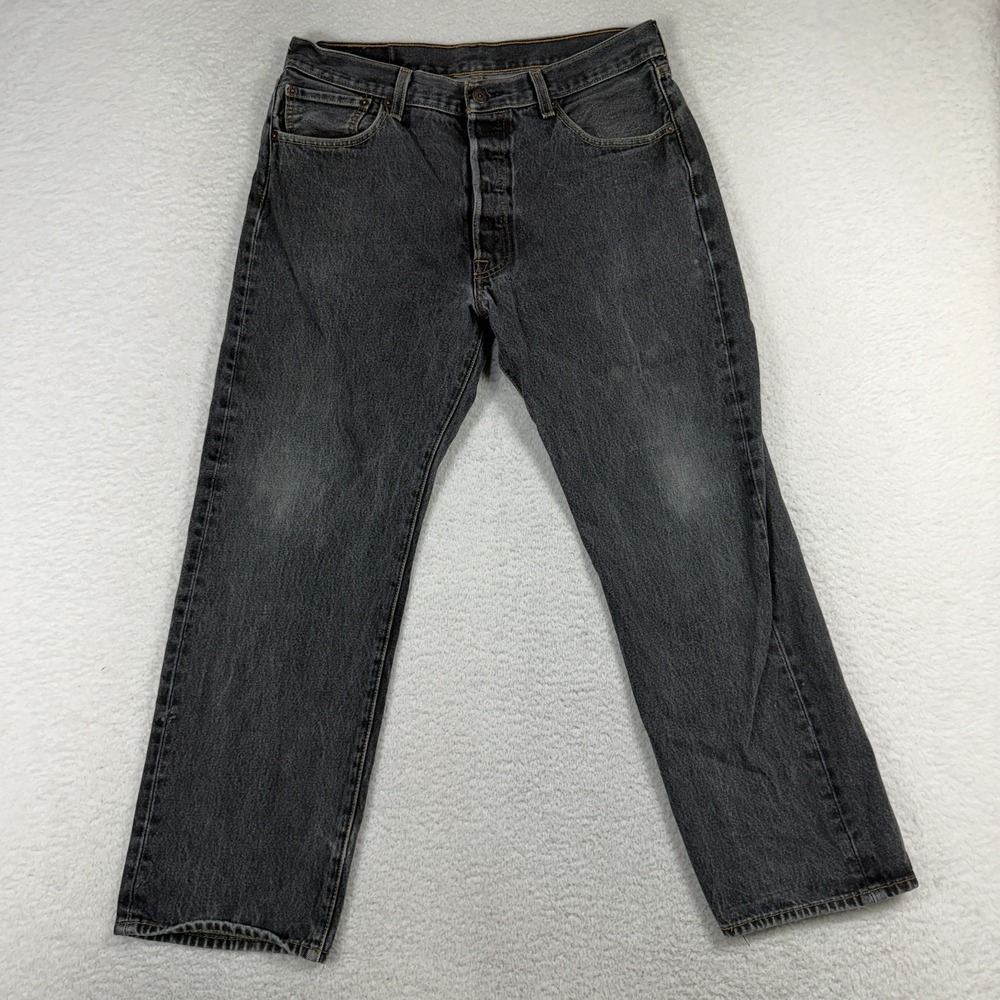Levi's 501 Original Men's Shrink-to-Fit Jeans 35x30 (Fits 31x26) Button Fly Grey